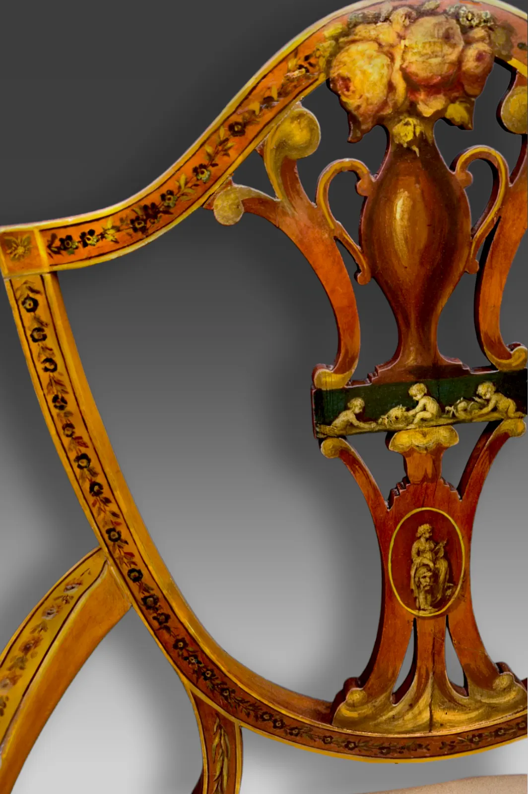 Antique Sheraton Painted Shield Back Satinwood Armchair  19thc Superb Quality photo for sale