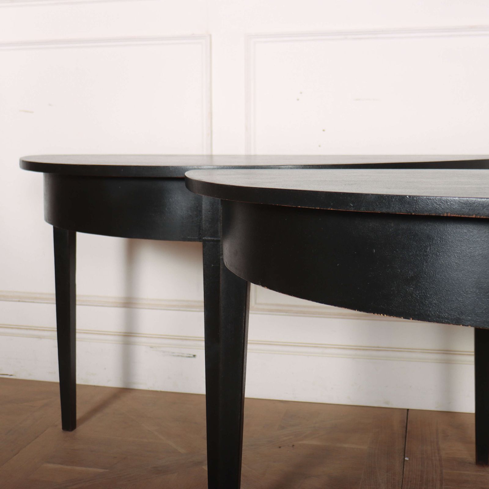 Pair Of English Demi Lune Console Tables photo for sale
