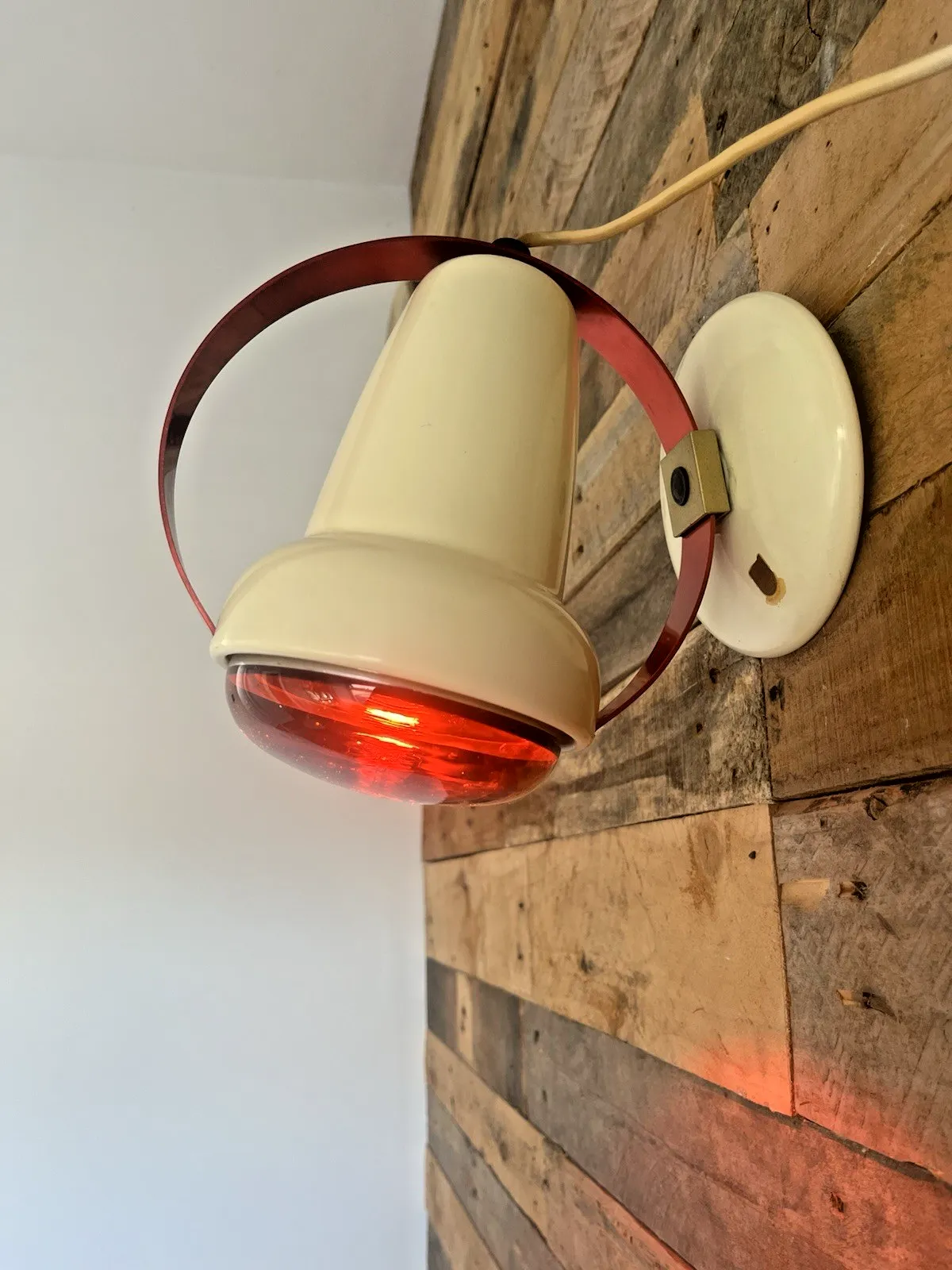 Space Age 50's Philips Red Saturn Circle Designer Heat Desk Wall Lamp C Perriand photo Lighting