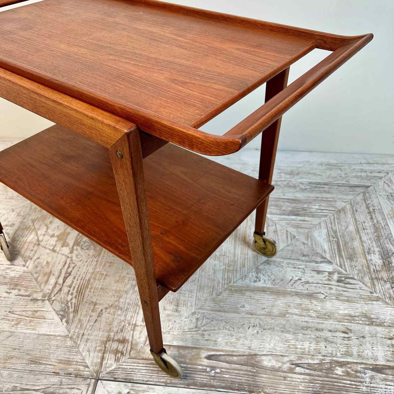 Danish Mcm Tray Top Drinks Trolley By Edvard Kindt Larsen For Soborg Mobler photo furniture