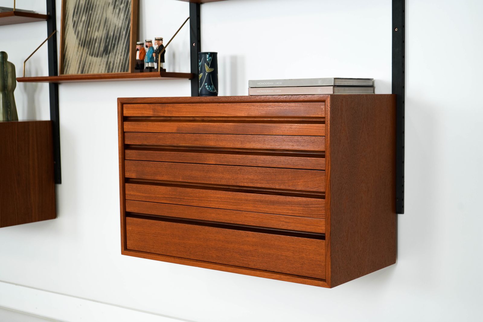 Teak Modular Shelving Unit, Danish Design, 1960s, Designer: Poul Cadovius photo vintage