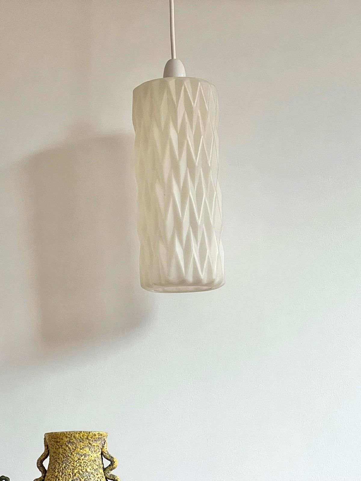 Vintage Mid Century Moulded Plastic Pendant Lampshade photo 55.0