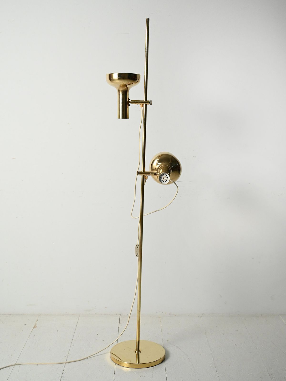 Scandinavian Brass Floor Lamp With Two Adjustable Light Points photo 799.0