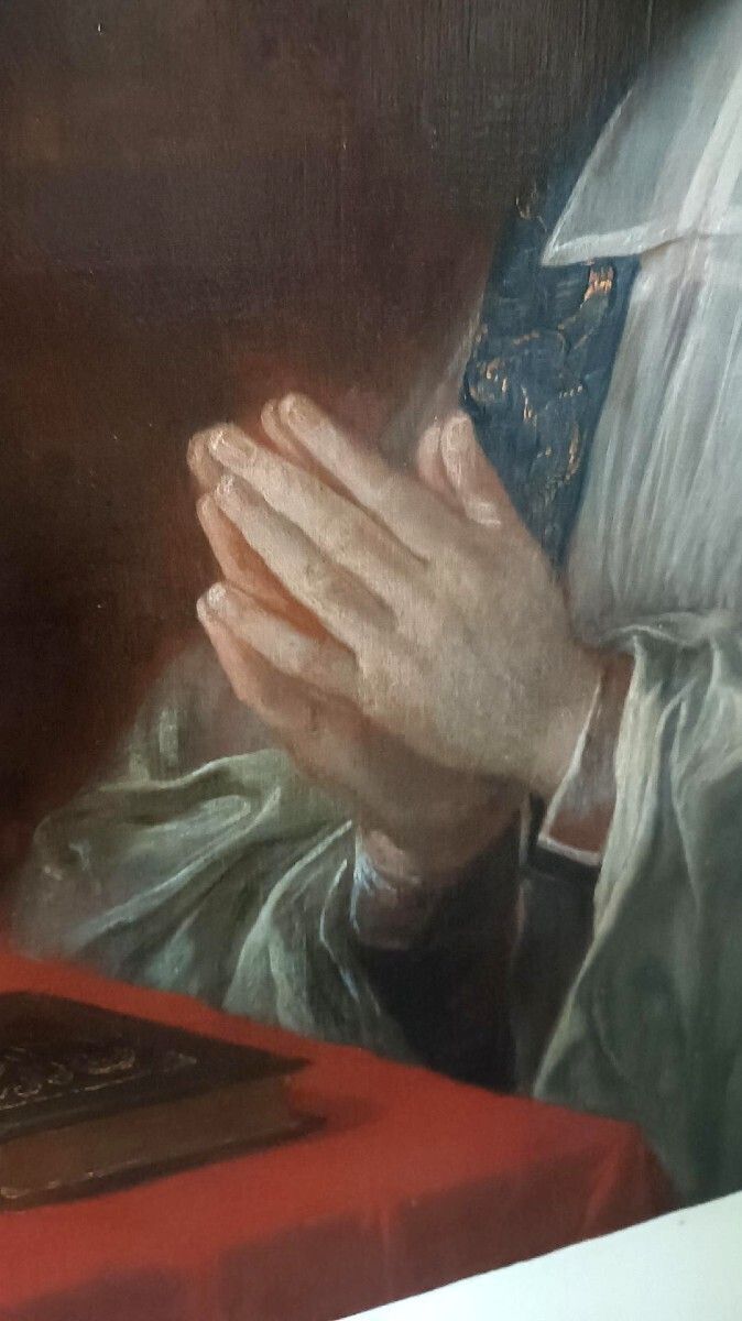 Antique Painting On Canvas Depicting The Portrait Of A Prelate, French School, 18th Century photo vinterior