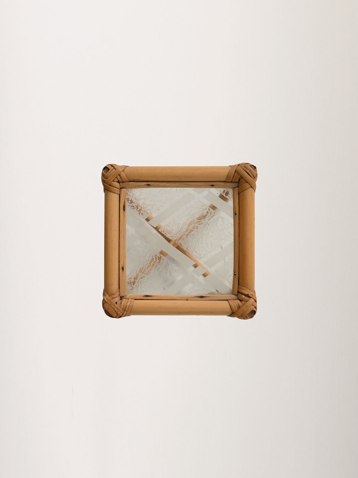 Bamboo Flower Holder With Opaque Glass photo Home Decor