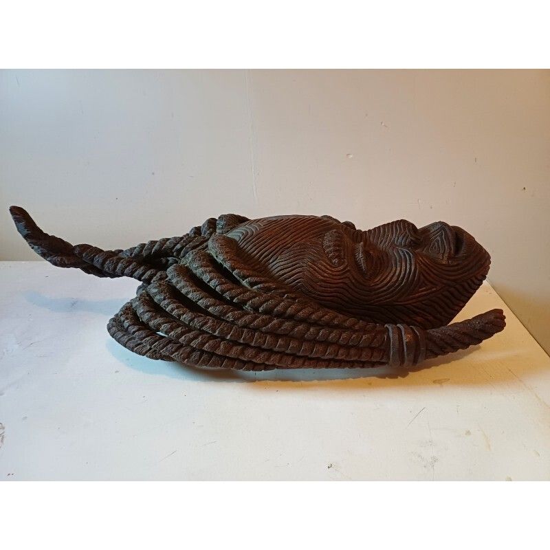 photo vintage African Wooden Mask Ivory Coast Baoulé