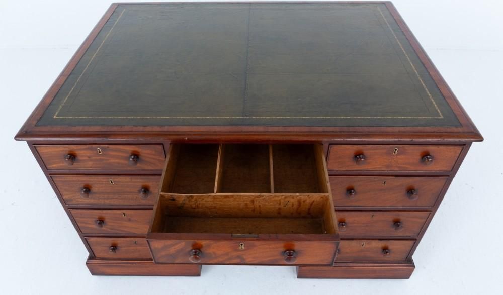 Victorian Partners Desk Mahogany Writing Table 1860 photo for sale
