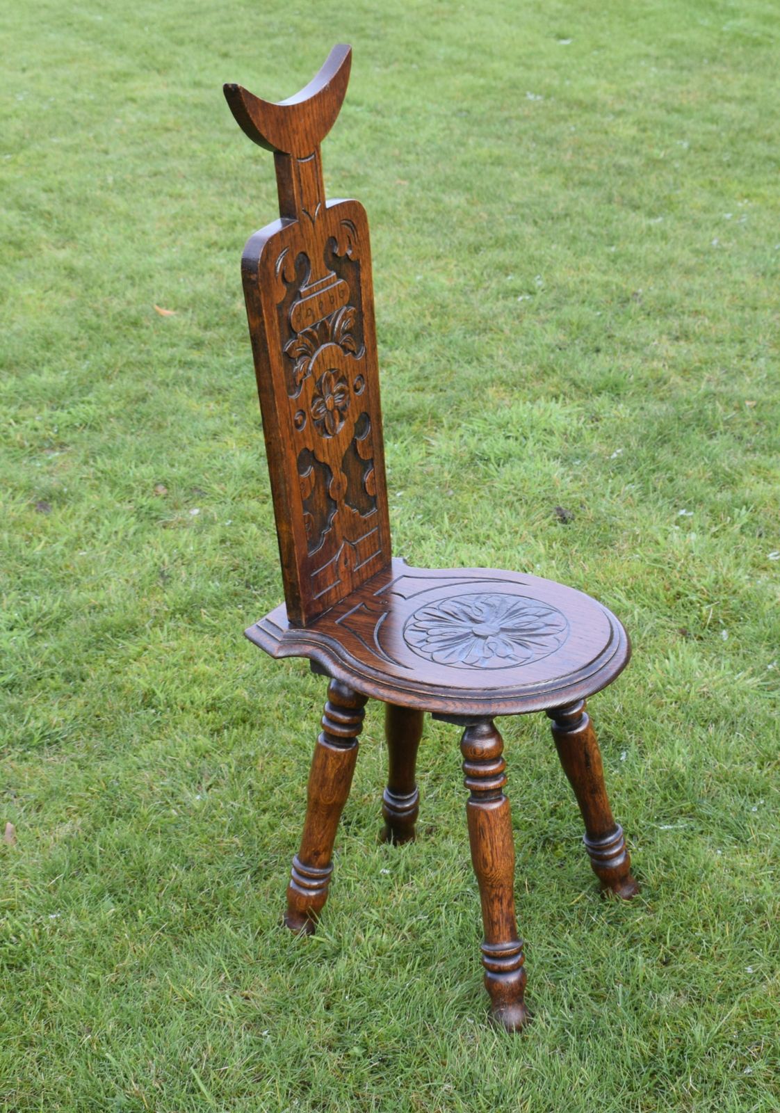 Carved Oak Spinners Chair, 1800s photo furniture