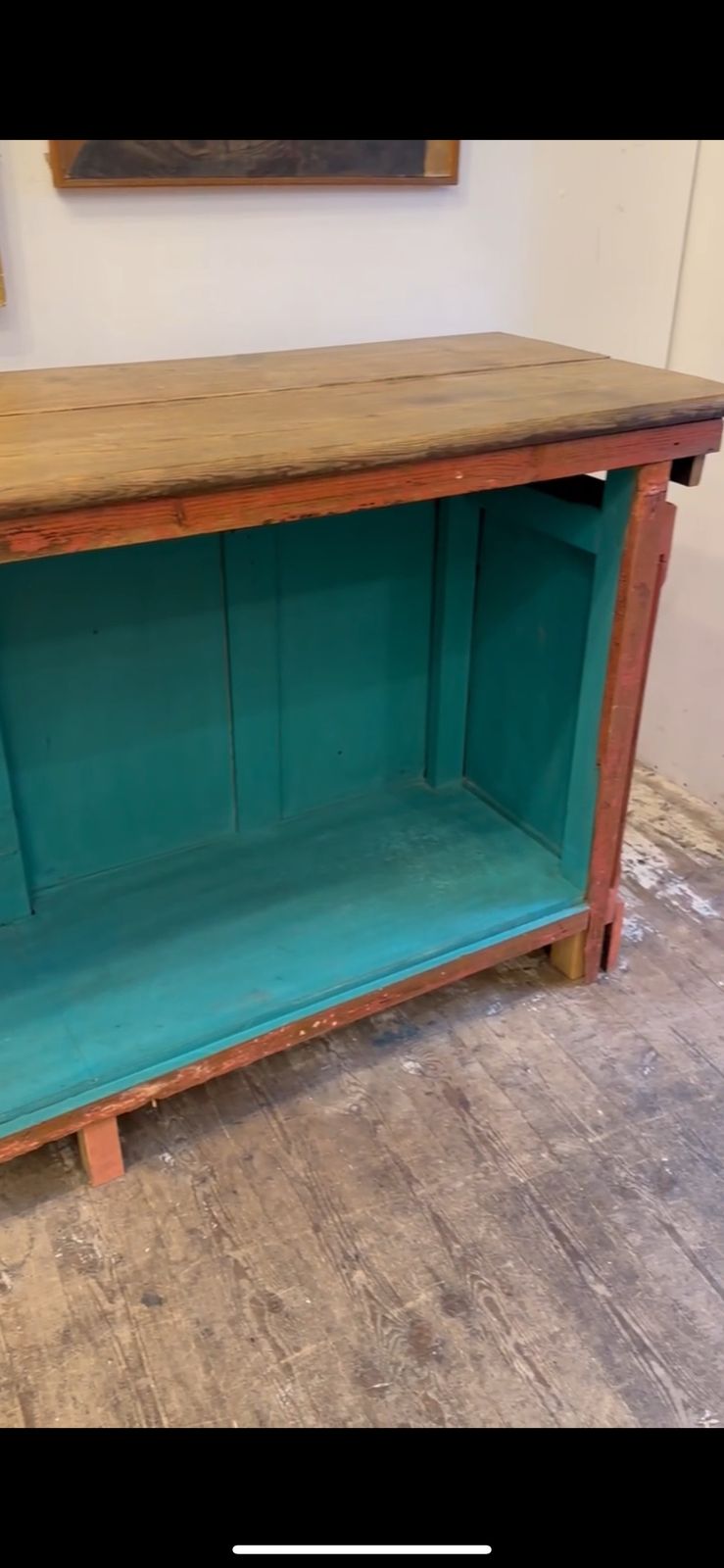 Large Antique 1900's Pitch Pine Shop Counter Rustic Style Ideal For Shops / Cafe photo vintage