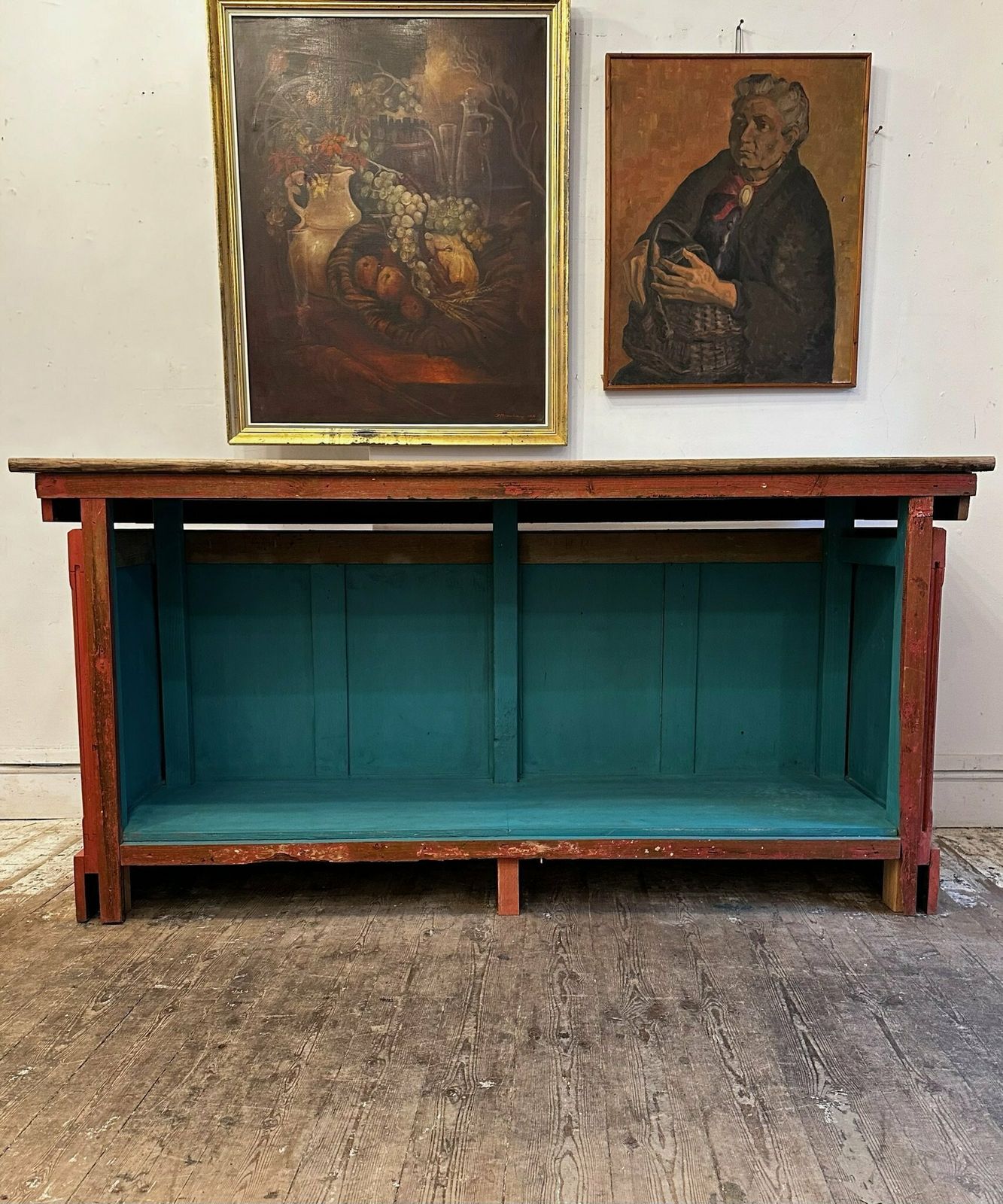 photo for sale Large Antique 1900's Pitch Pine Shop Counter Rustic Style Ideal For Shops / Cafe