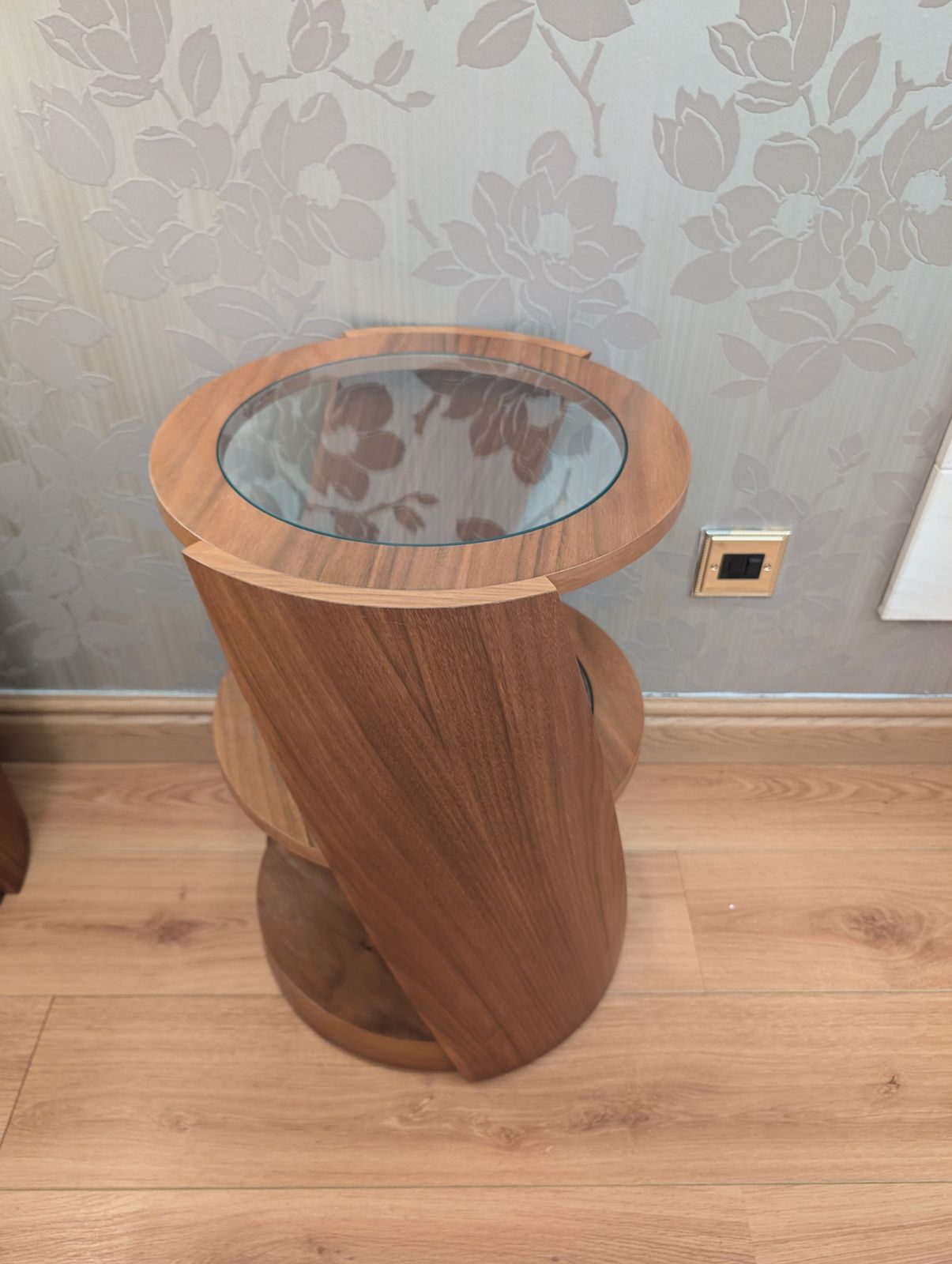 Tom Schneider   Two Lamp Table, Inset Glass, Oak photo Lighting