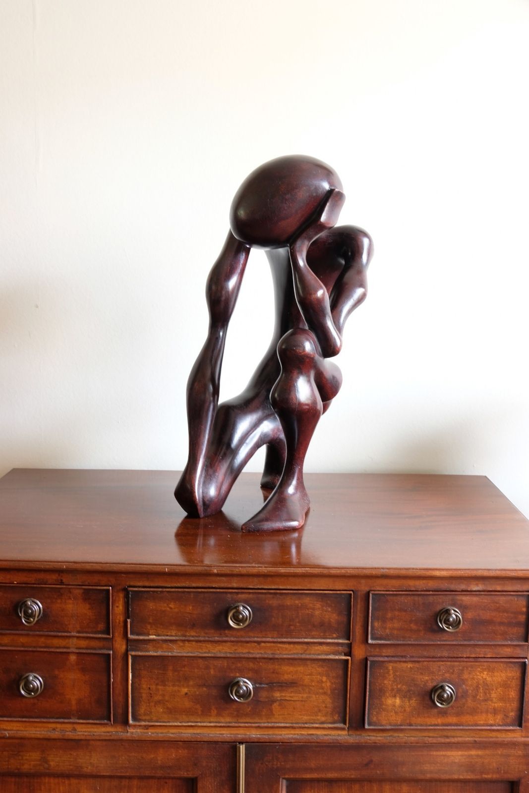 photo for sale African Abstract Mahogany Sculpture Inspired By Rodin And Henry Moore