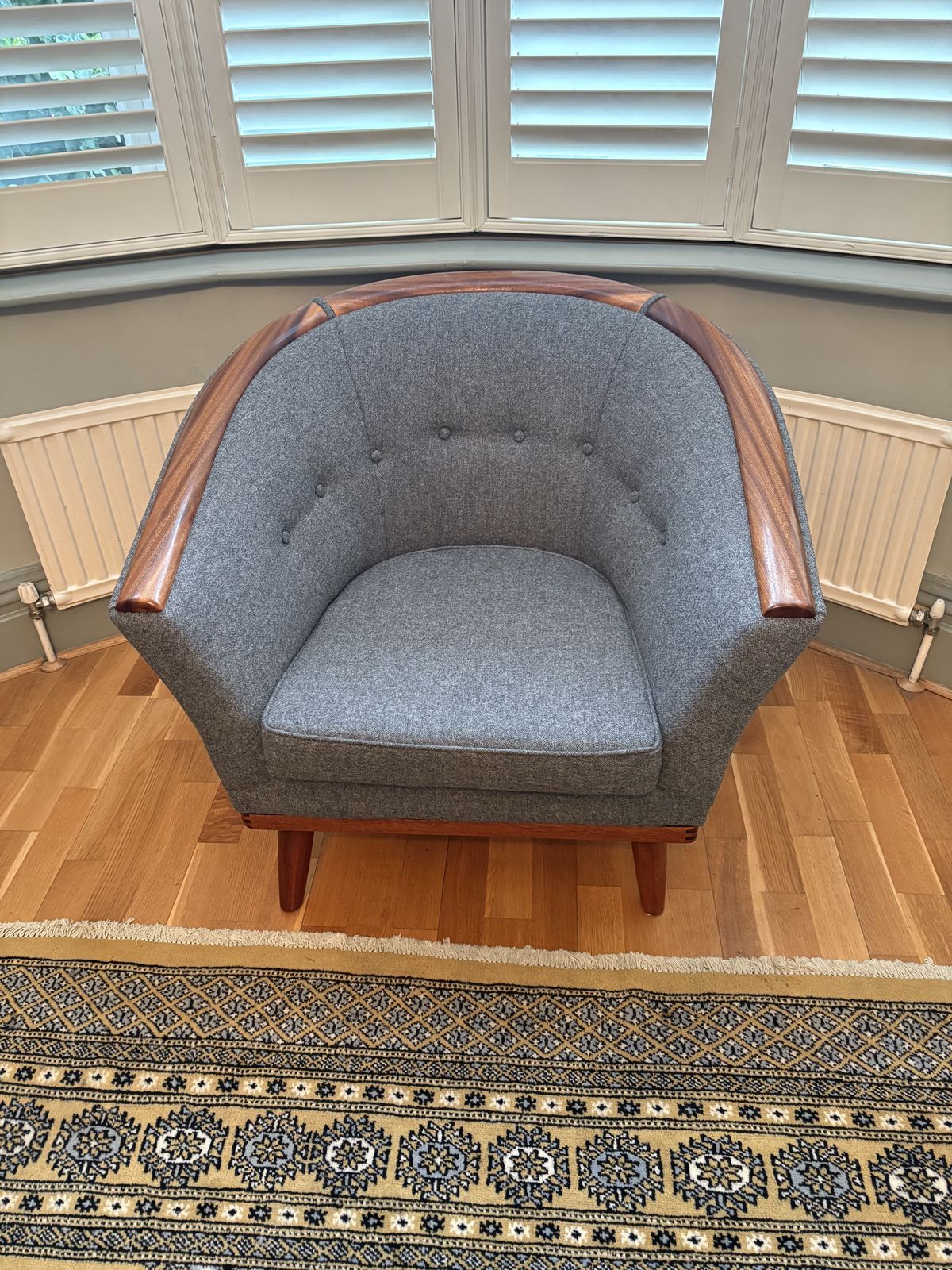 1950 M Century Danish Lounge Chairs In 100% Grey Wool