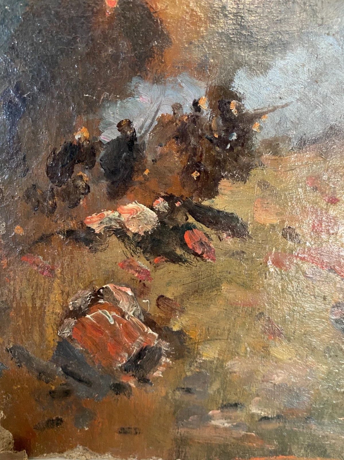 "Alphonse Chigot The Battlefield" Oil On Isorel 19th Century photo Art