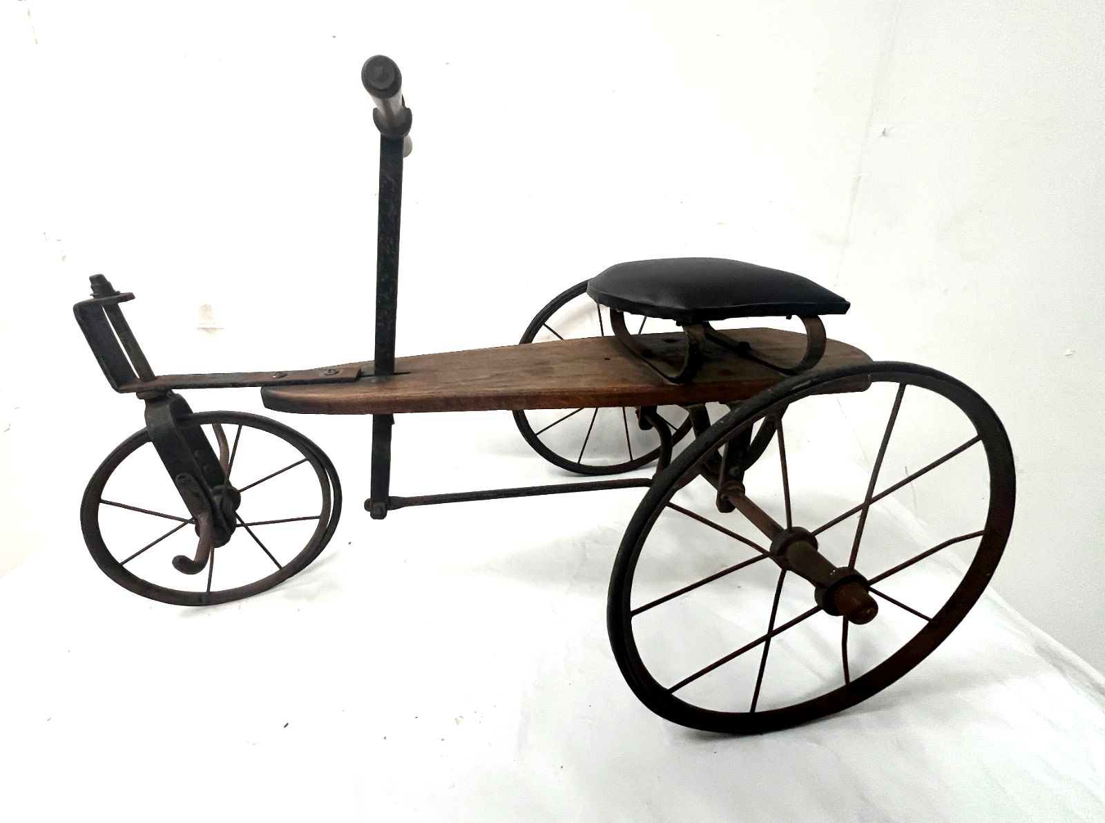 "La Draisienne" Antique Children's Iron And Wood Tricycle 20th Century
