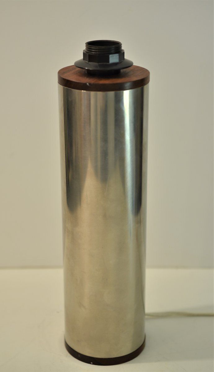 Swedish Table Lamp In Teak And Brushed Steel By Uno & östen Kristiansson For Luxus, 1960s photo for sale
