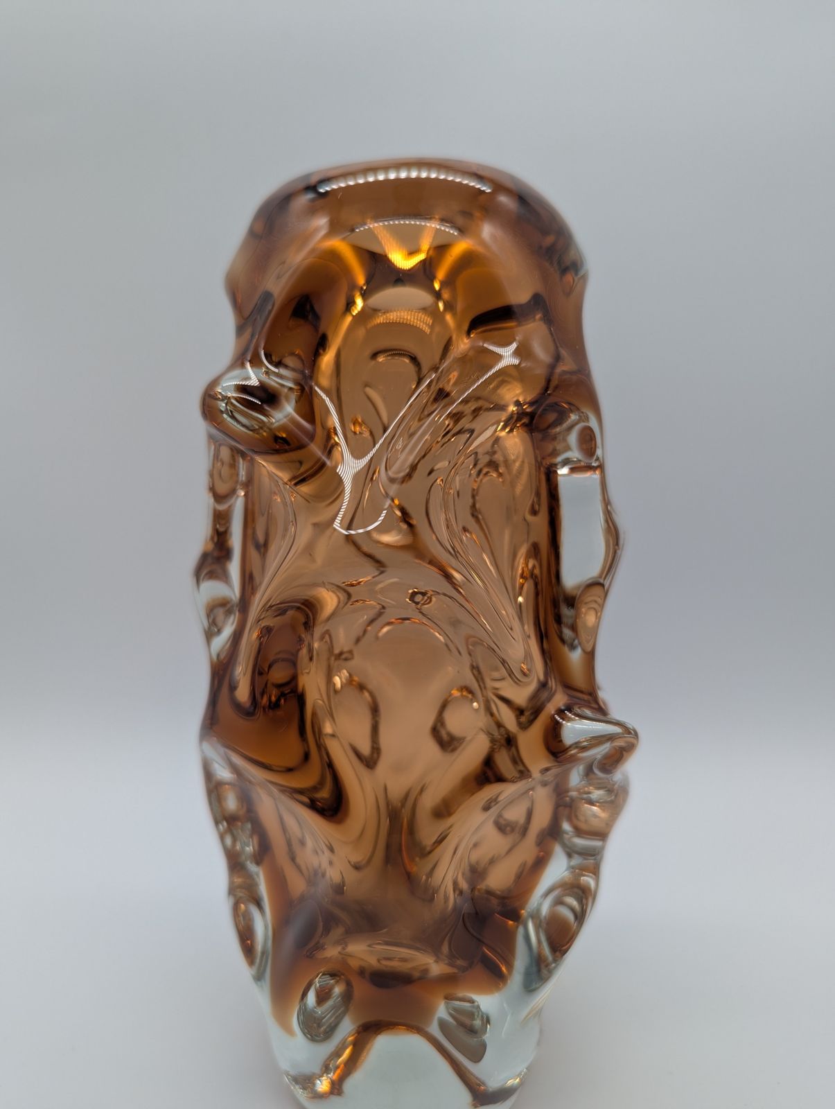 Jan Beránek For Skrdlovice – Sculptural Sommerso ‘Propeller’ Vase, 1950s photo vintage