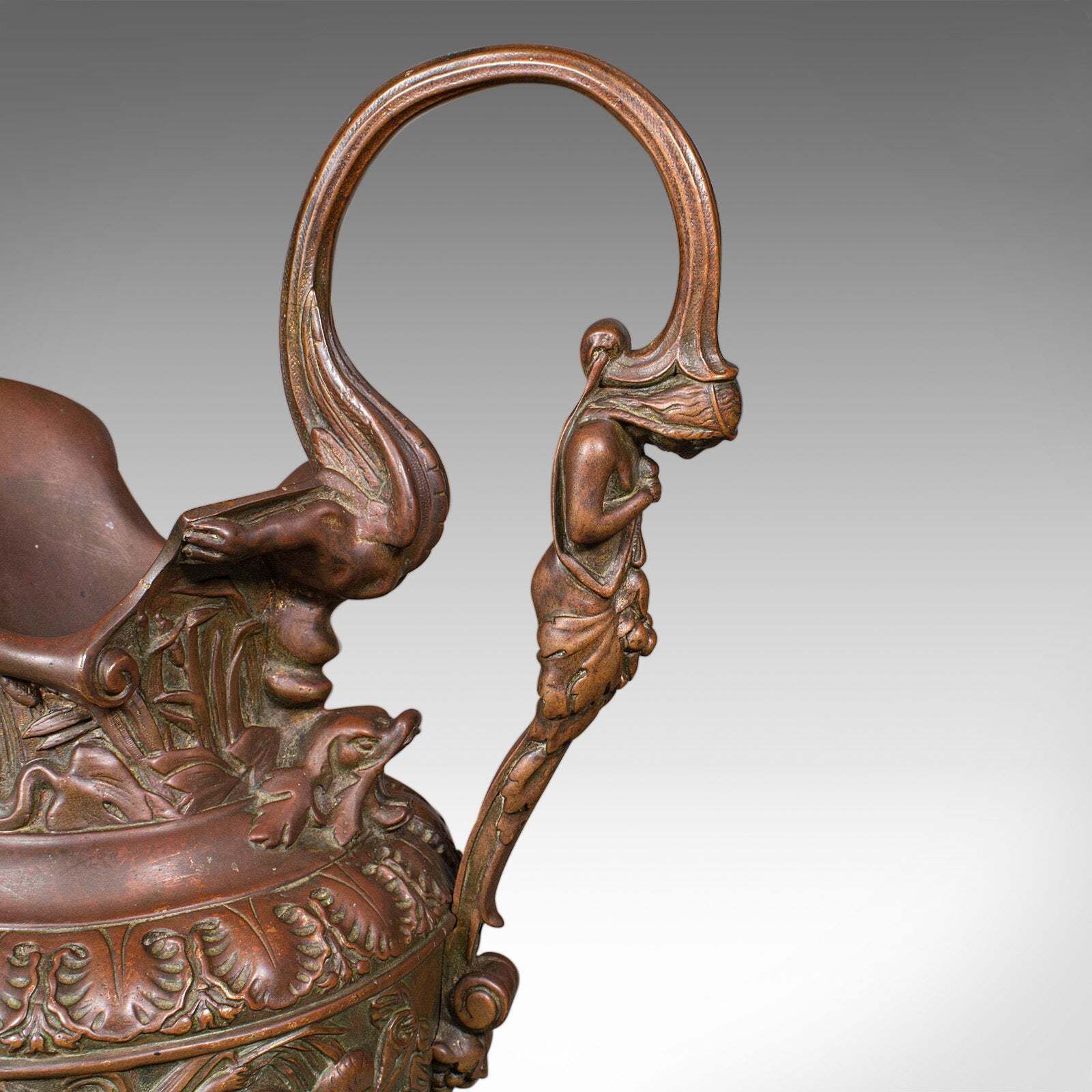 Home Decor Pair Of Antique Display Urns, Italian, Bronze, Ewer, Grand Tour Decor, Victorian photo