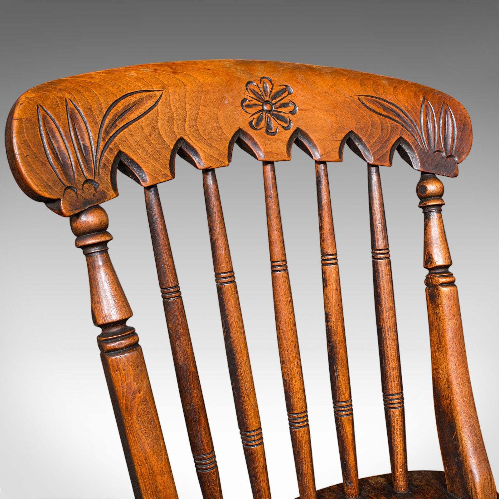 photo furniture Trio Of Antique Station Chairs, English Elm, Reception Hall Side Seat, Victorian