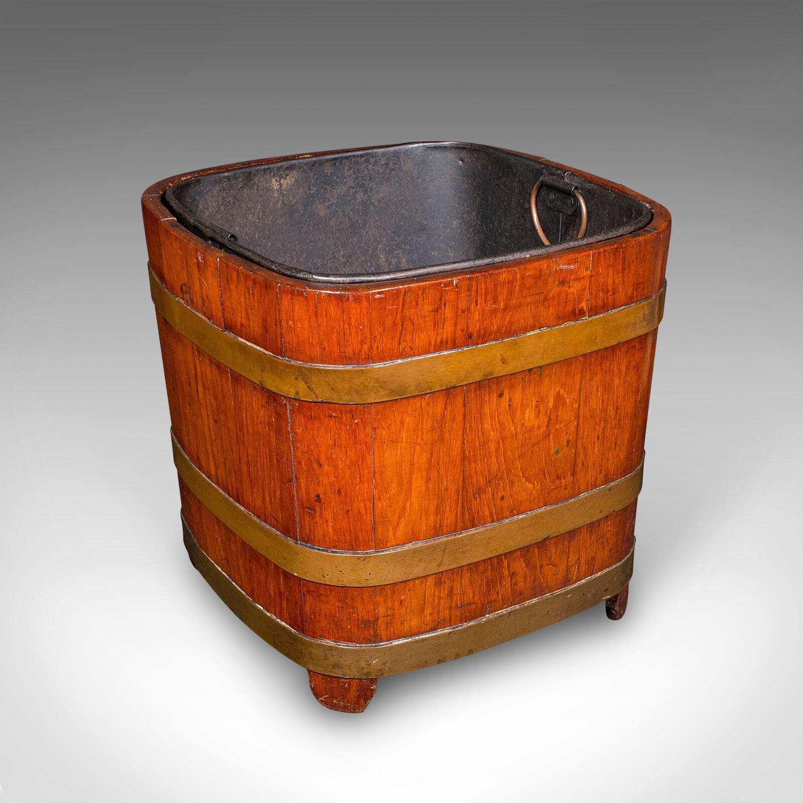 Antique Fireside Store, English, Hearthside Coal Bin, Log Basket, Late Victorian