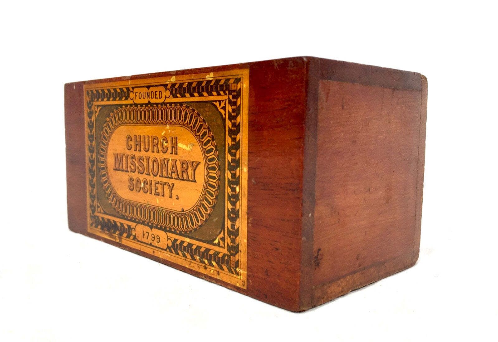 Antique Wooden Church Missionary Society Box Collection / Offering Box C.1900 photo furniture