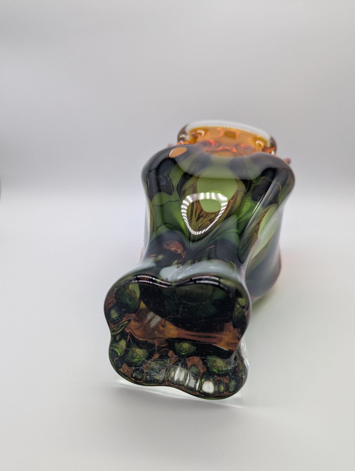 photo for sale Chřibská Glassworks Sommerso Vase By Josef Hospodka, Amber & Green, C.1960s