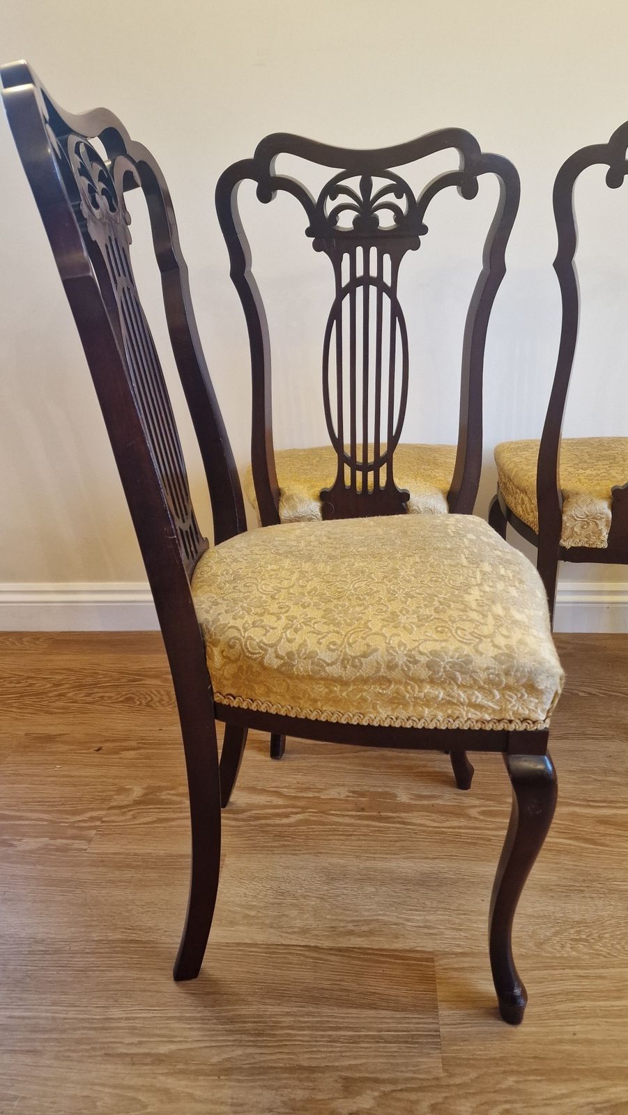 Elegant Set Of Four Edwardian Mahogany Rococo Style Dining Chairs photo for sale