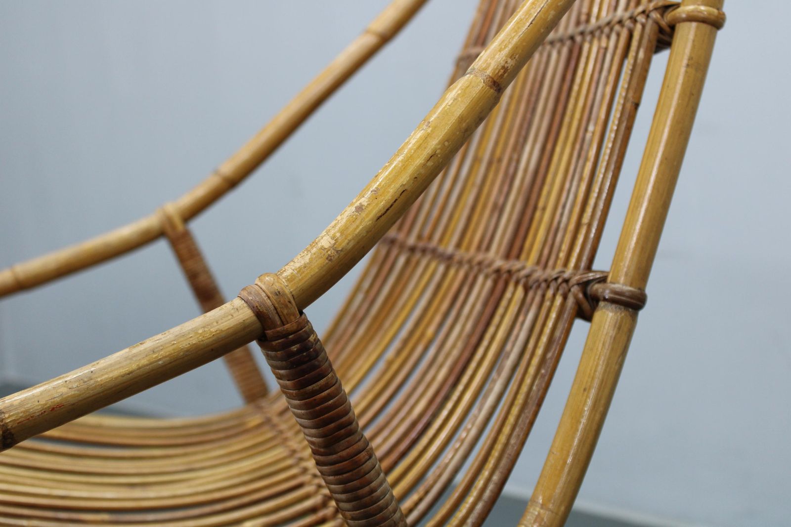 Rare Pair Of Alan Fuchs For Uluv Rattan Lounge Chairs, Czechoslovakia, 1960s photo vintage