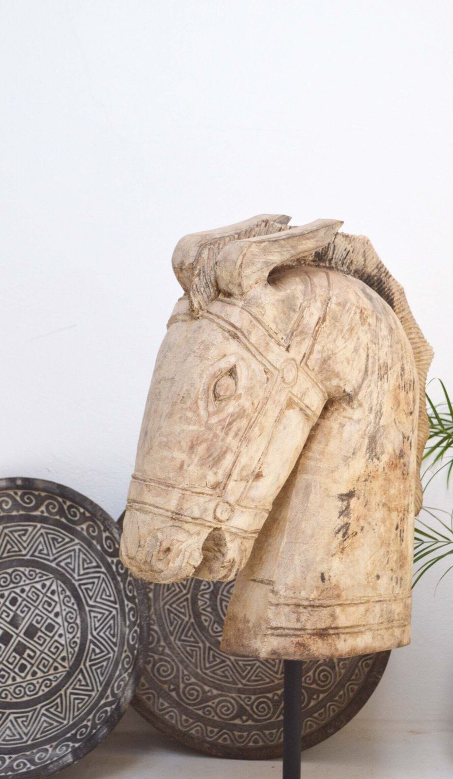 Vintage Horse Sculpture Hand Carved Teak Wood