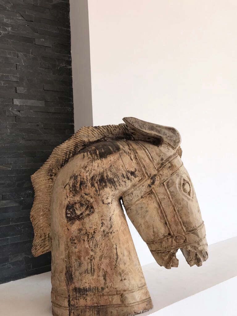 Vintage Horse Sculpture Hand Carved Teak Wood photo 799.0