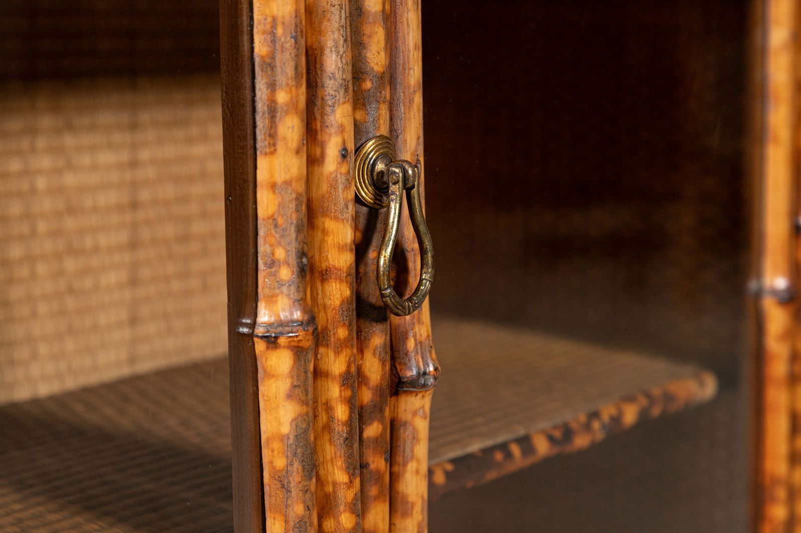 photo for sale English 19thc Bamboo & Rattan Glazed Cabinet