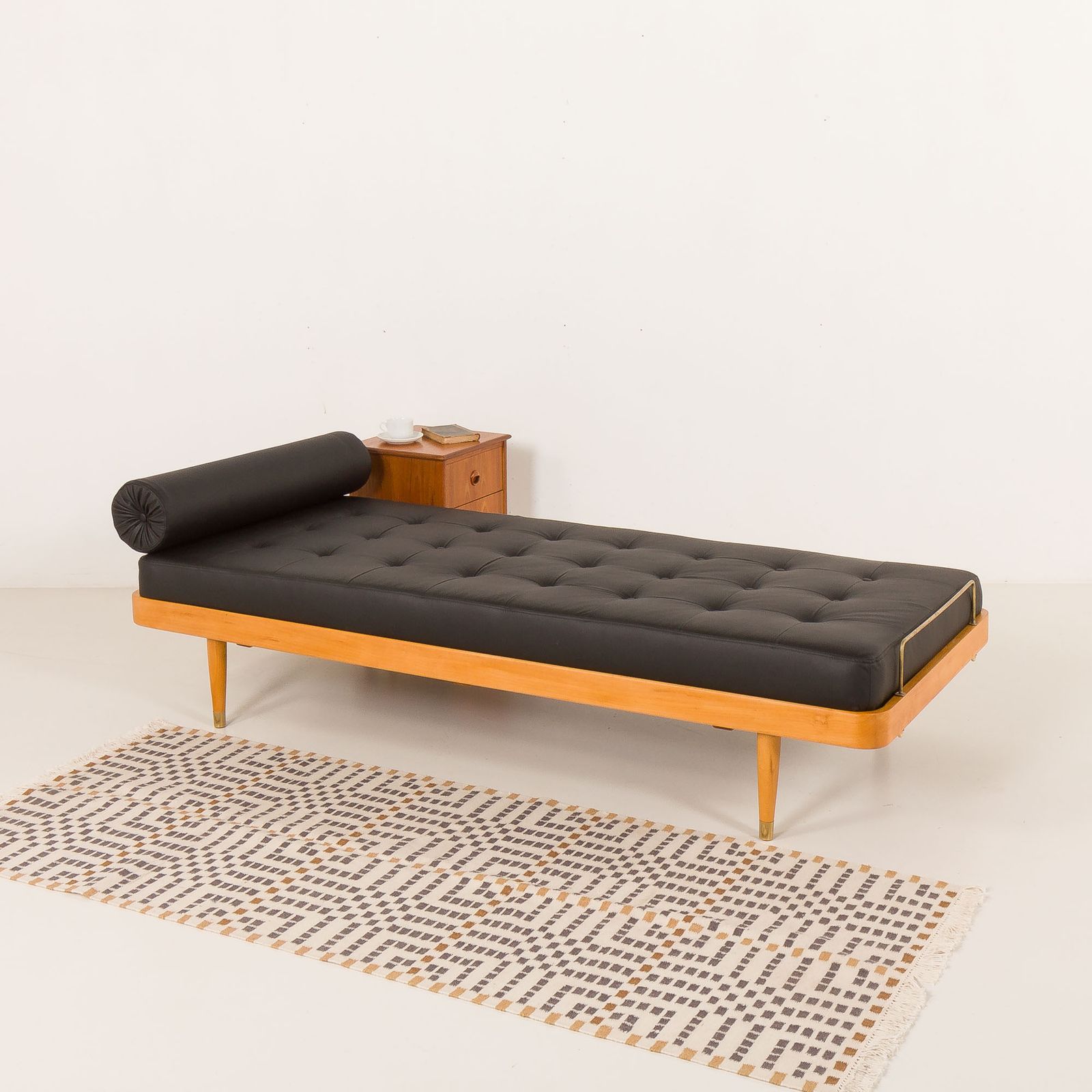Danish Mid Century Daybed In Black Leather Attr. To Horsens Mobelfabrik, 1960s photo furniture