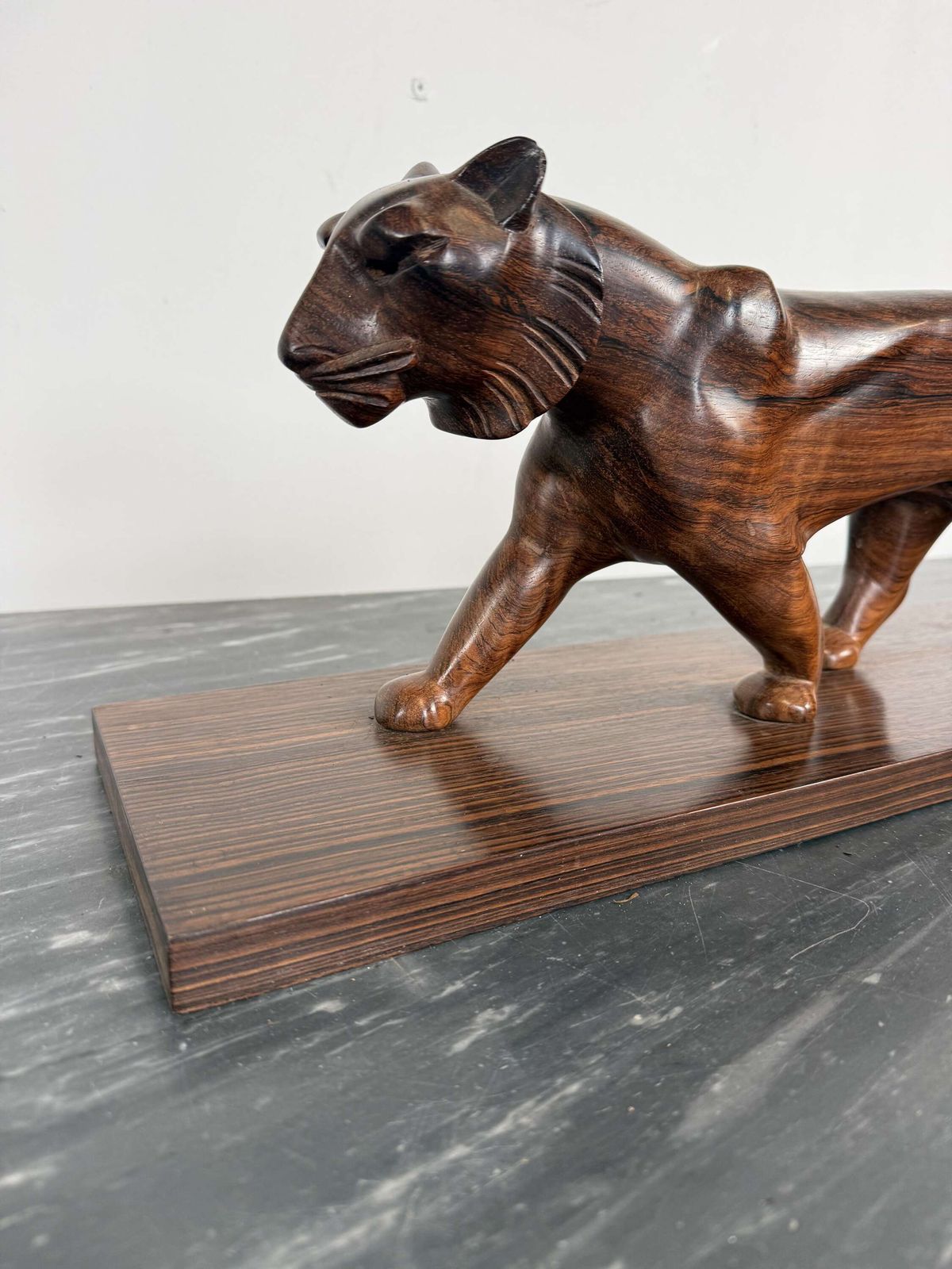 Art Deco Carved Wood Sculpture Of A Panther photo furniture