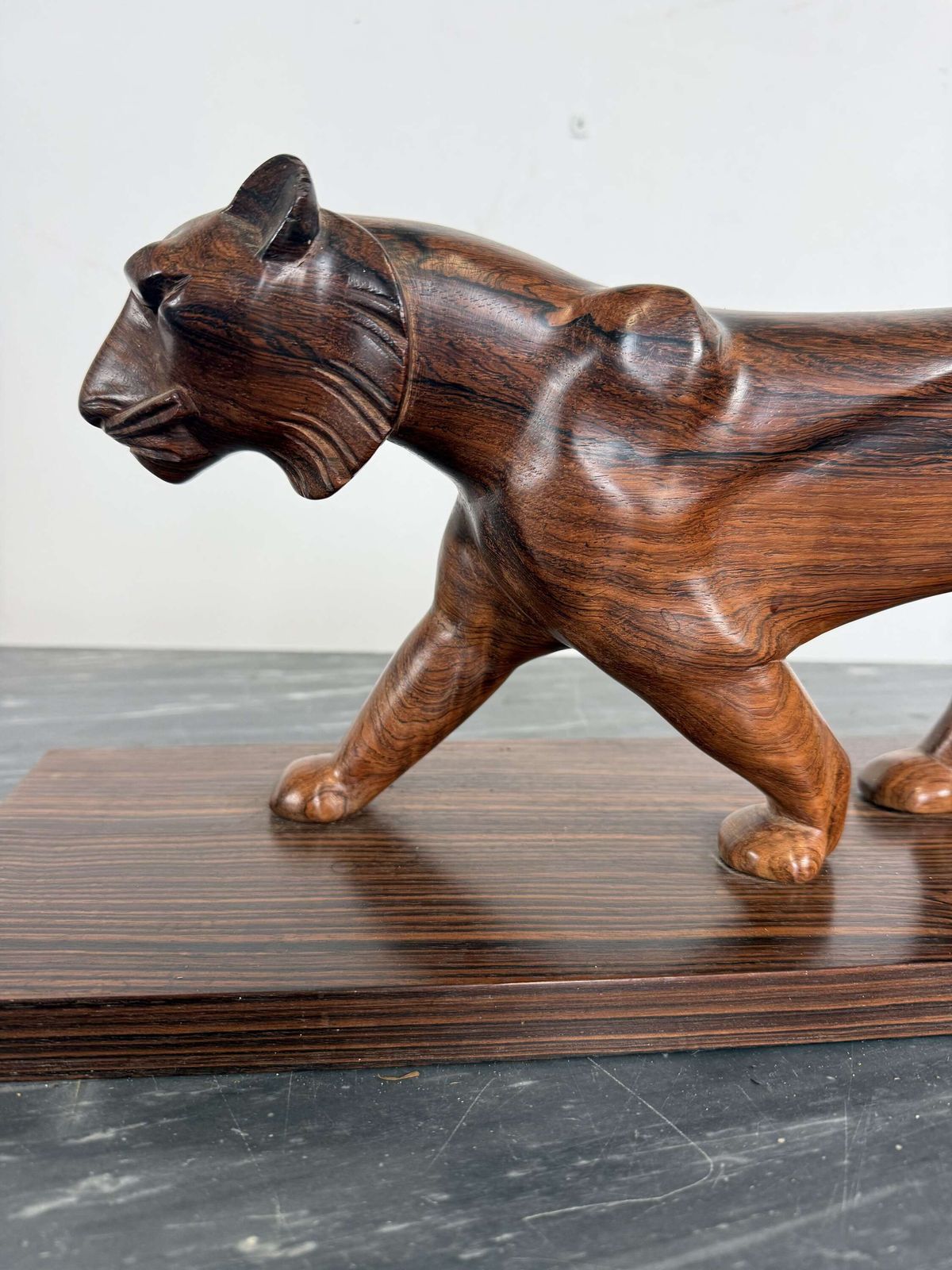Art Deco Carved Wood Sculpture Of A Panther photo for sale