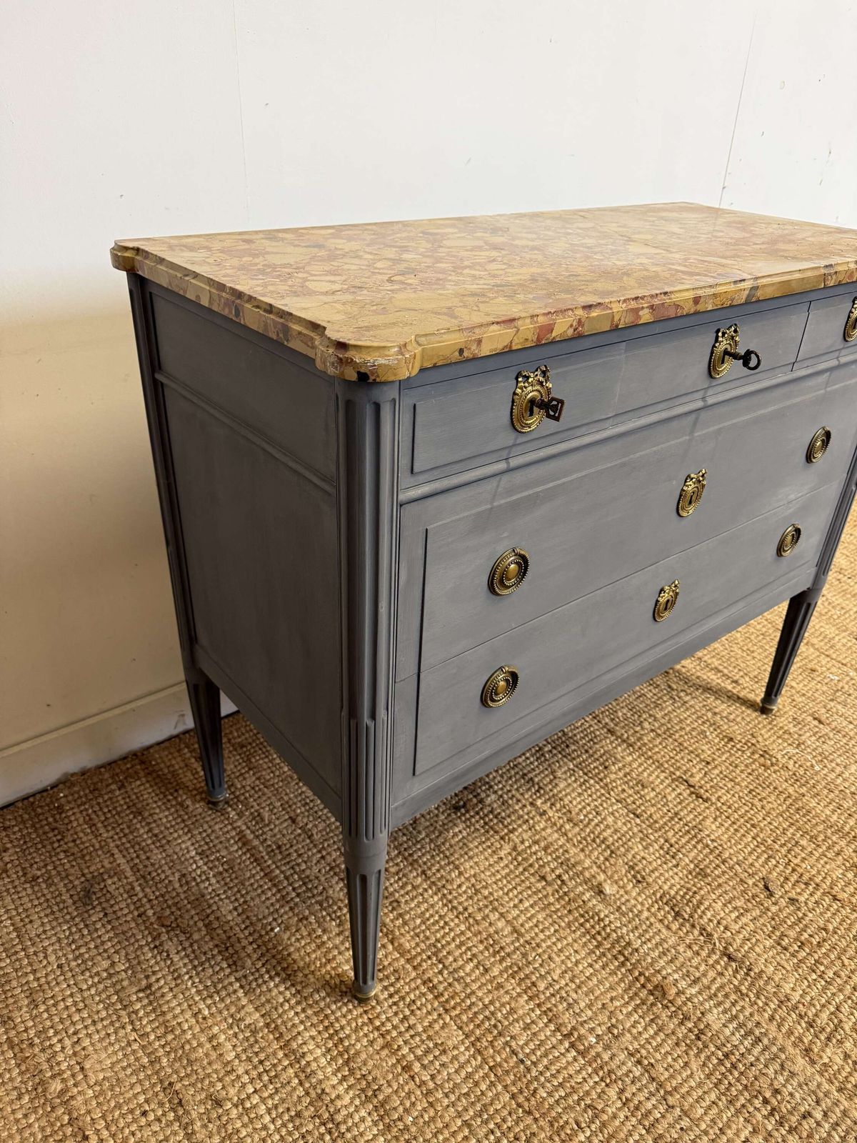 Louis XVI Style Painted Commode , Pale Grey photo furniture