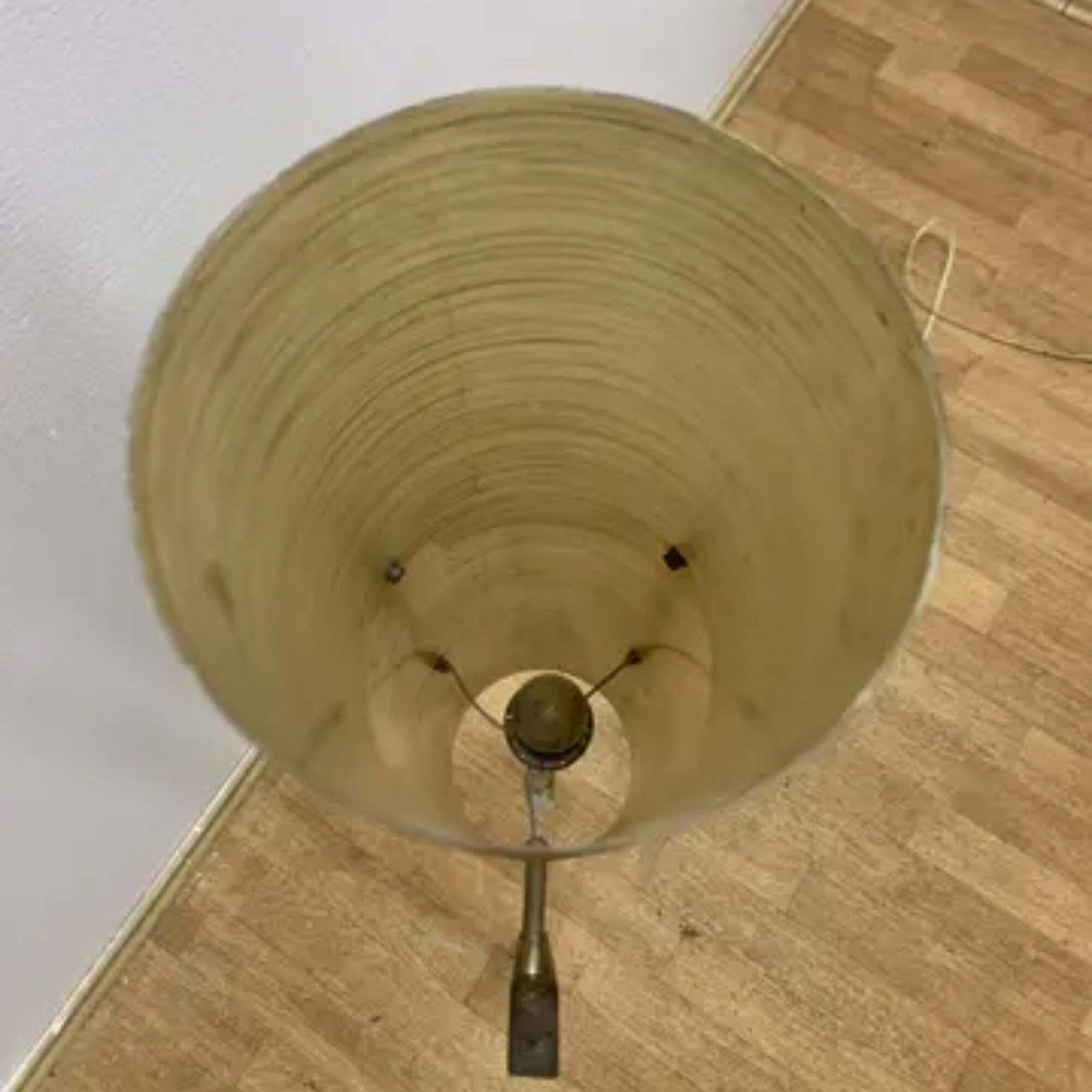 Retro Rocket Floor Lamp, Fibreglass Shade & Wooden Legs, 1960s photo vintage