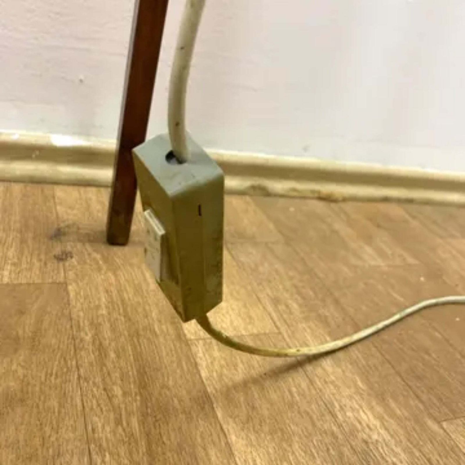 photo for sale Retro Rocket Floor Lamp, Fibreglass Shade & Wooden Legs, 1960s