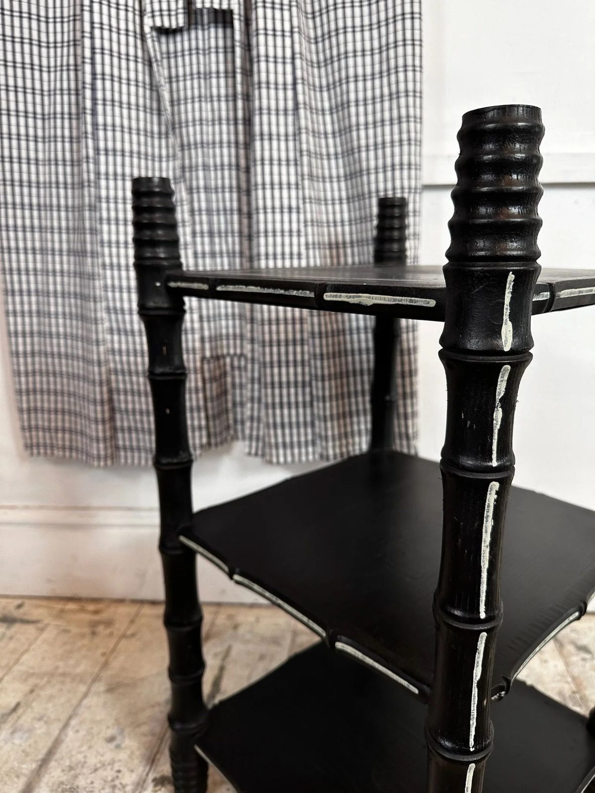 " Made By Muirshin" Pair Of Faux Bamboo Overpainted Nightstands W/ Unique Paintwork photo for sale