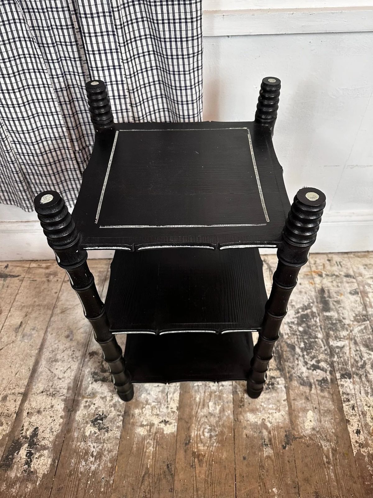 " Made By Muirshin" Pair Of Faux Bamboo Overpainted Nightstands W/ Unique Paintwork photo buy