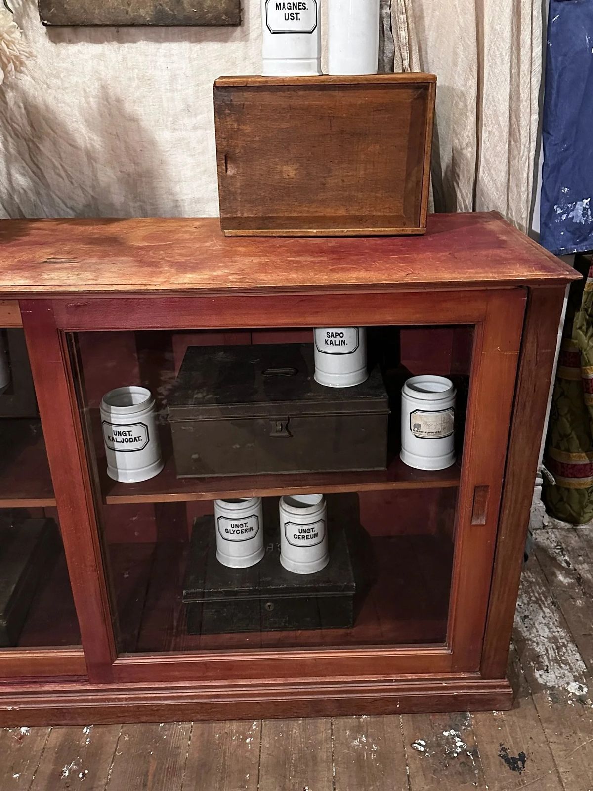 English Glazed Mahogany Sliding Door Library Cabinet C1910 photo Furniture