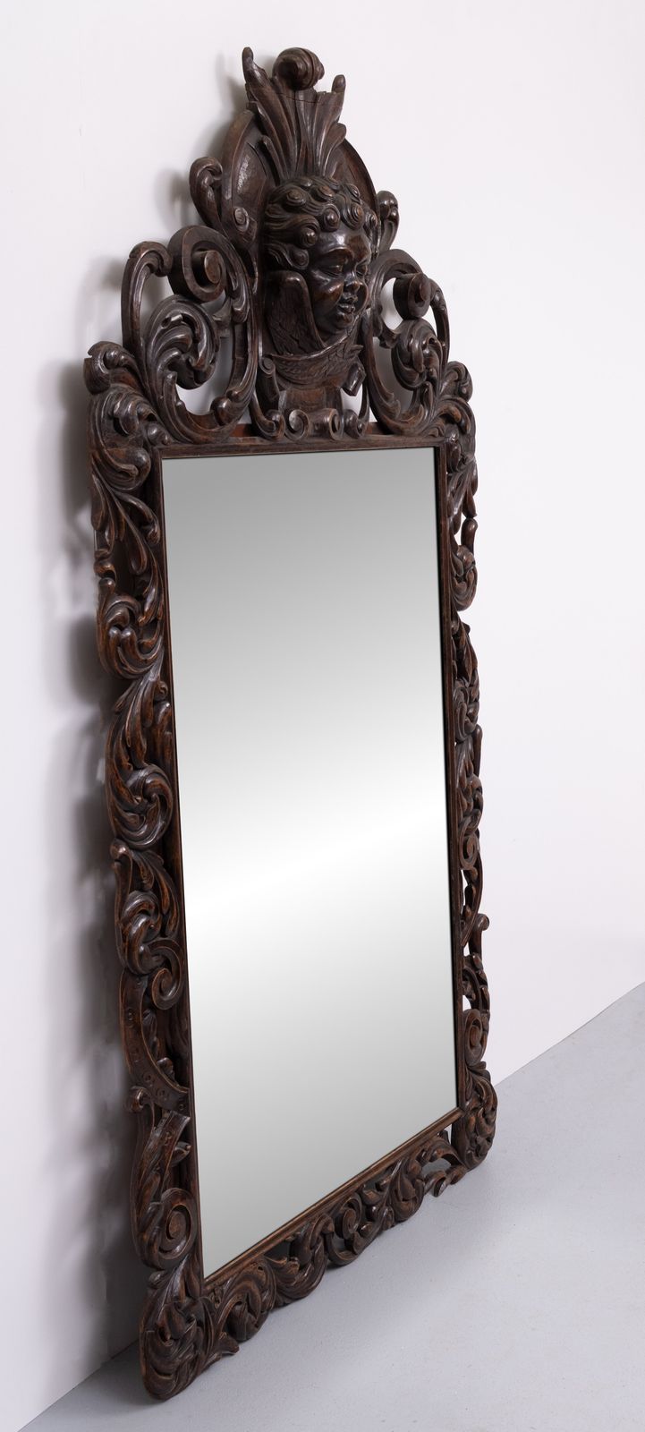 Impressive Monumental 18 Century Antique Cherub Oak Mirror Holland photo furniture