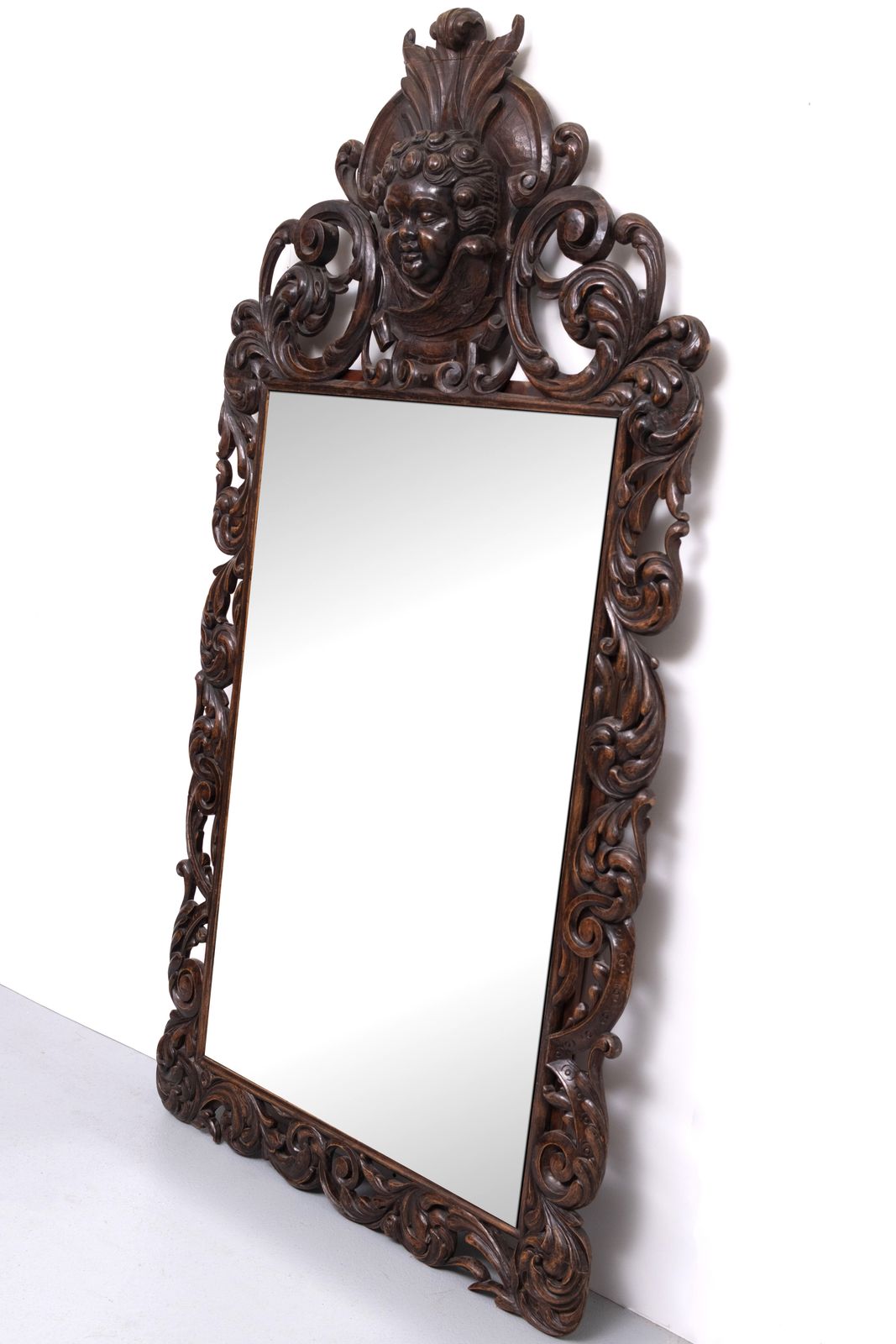 Impressive Monumental 18 Century Antique Cherub Oak Mirror Holland photo Home Decor