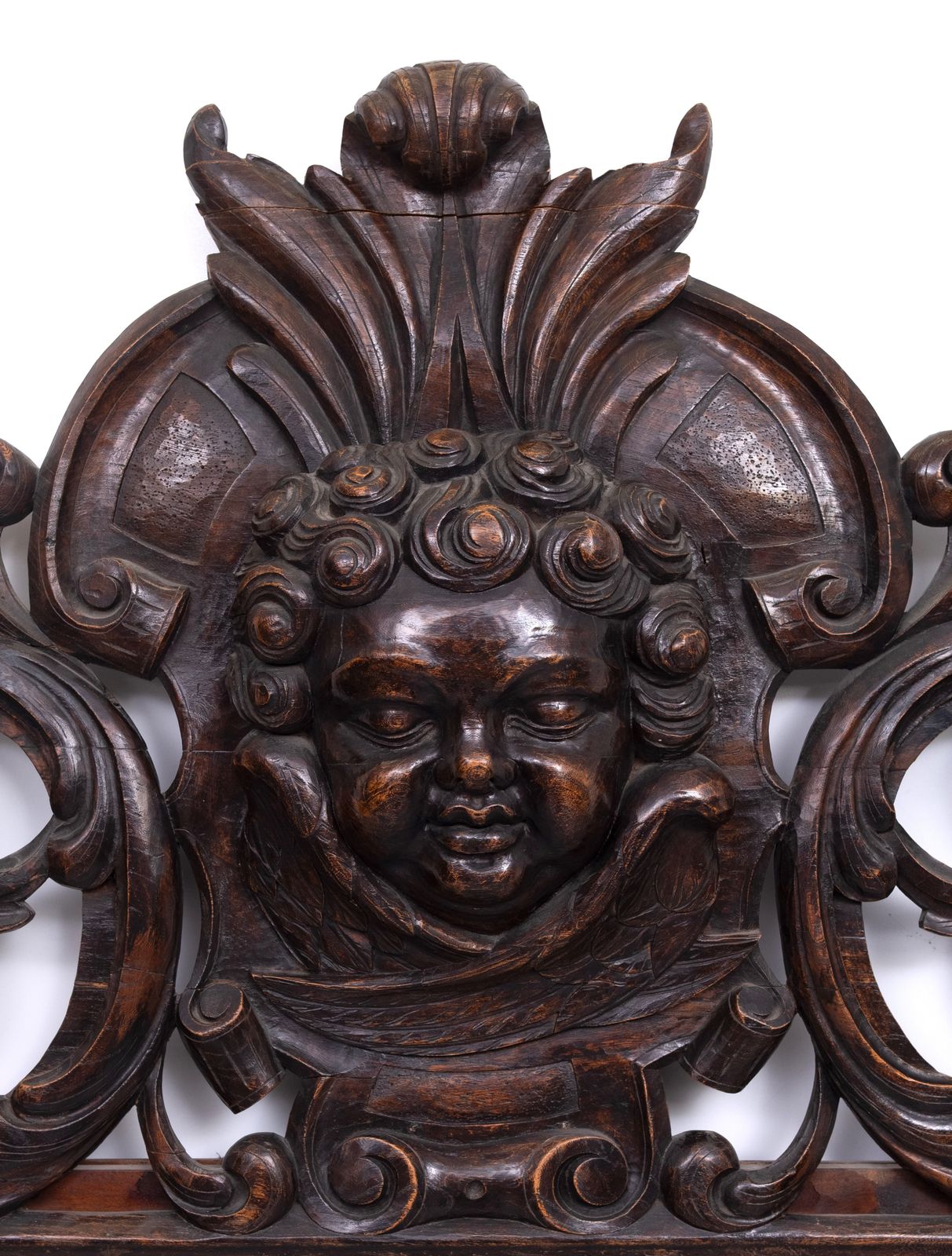 10565.0 Impressive Monumental 18 Century Antique Cherub Oak Mirror Holland photo