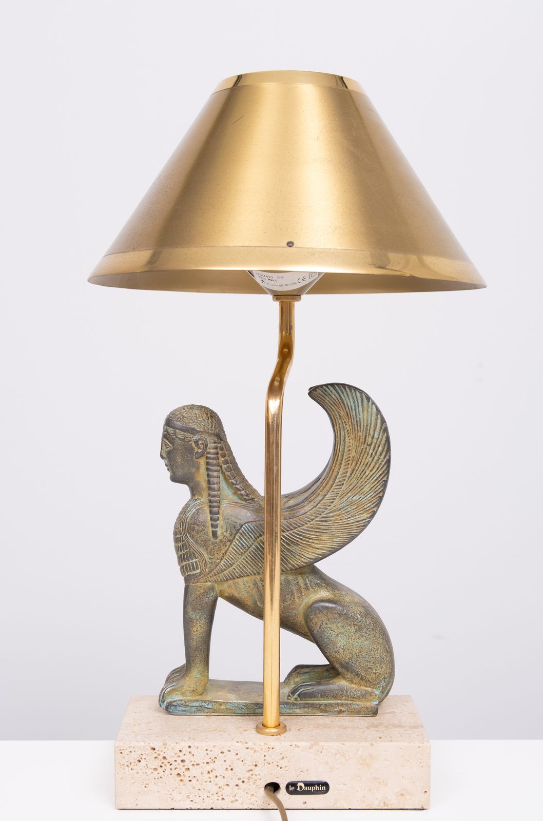 photo furniture Maison Le Dauphin France, Exceptional Sphinx Table Lamp 1970s