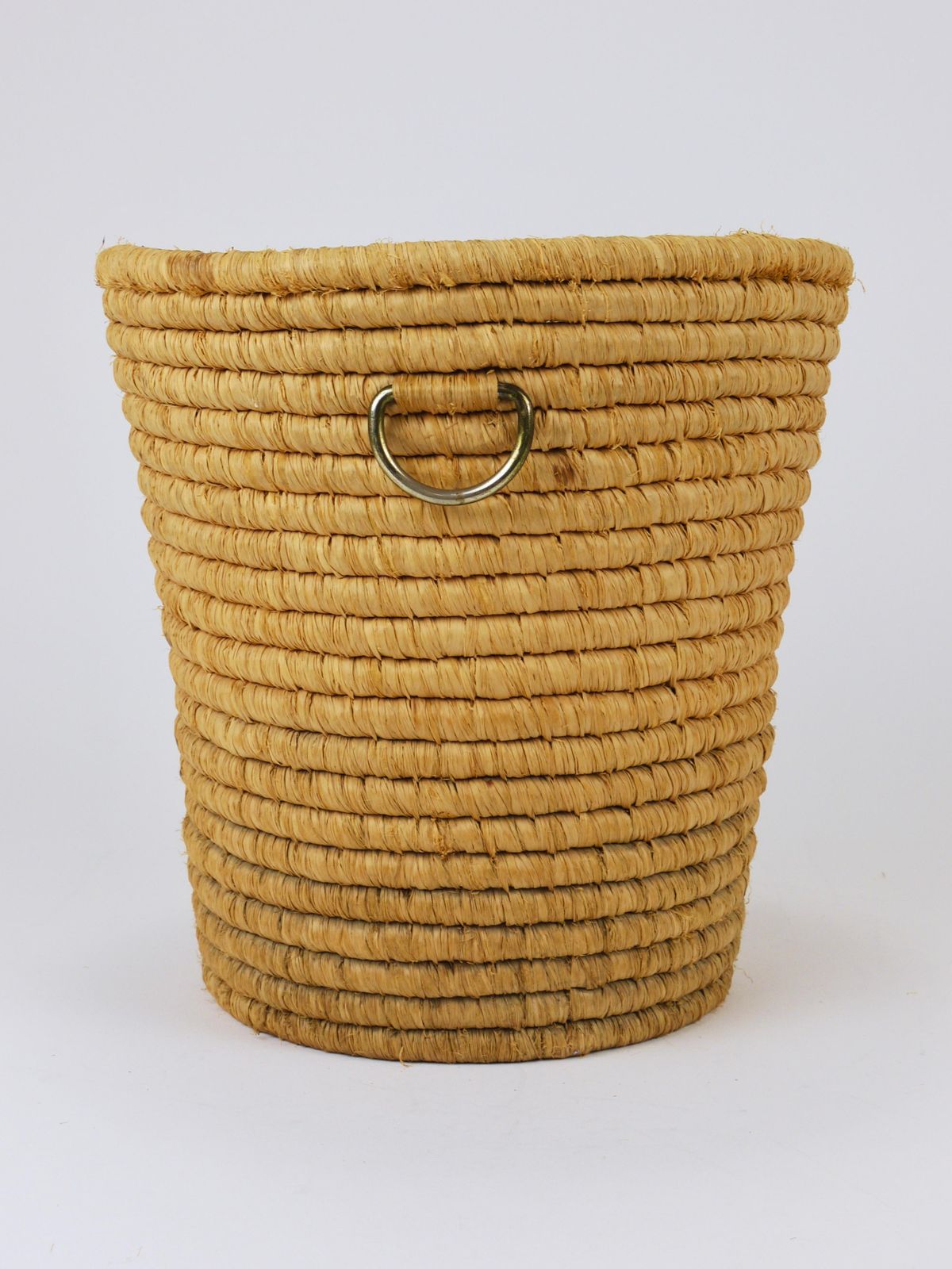 photo vintage Carl Auböck II Raffia Brass Wastepaper Basket, Paper Bin, Umbrella Stand, 1950s