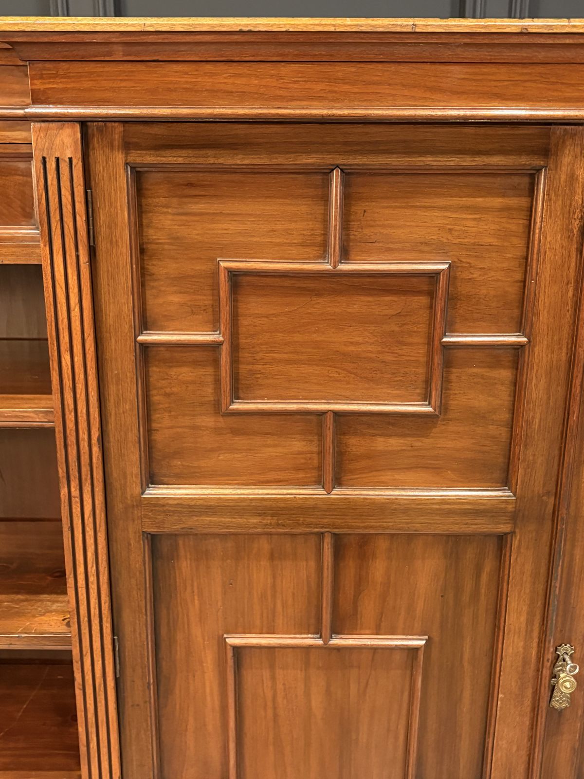 photo furniture Large Breakfront Walnut Bookcase By Maple & Co.