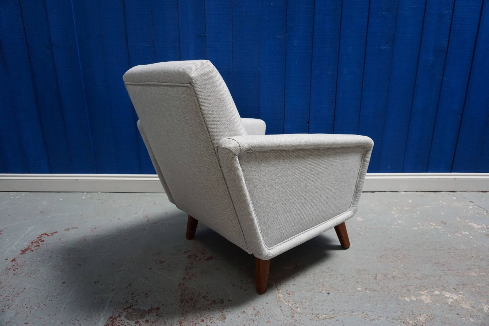 Mid Century Danish Lounger In Light Grey Tweed, 1960's photo for sale