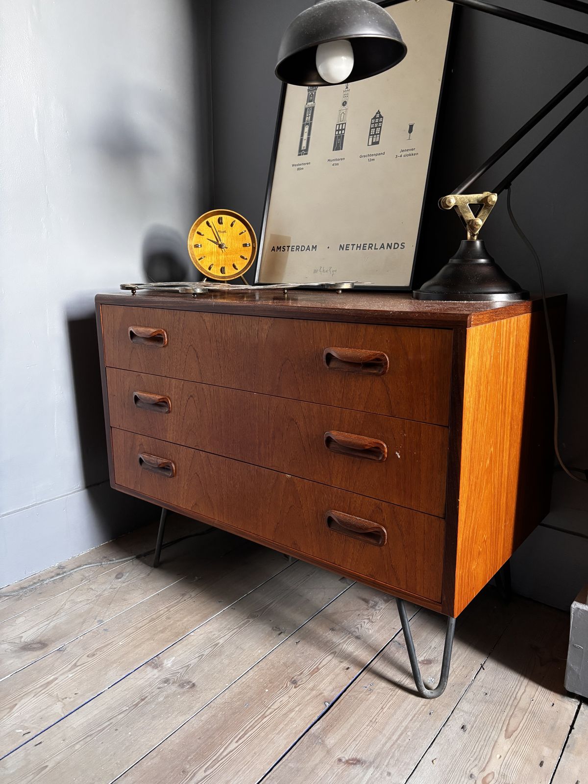 Mid Century G Plan Fresco Chest Of Drawers On Hairpin Legs photo furniture