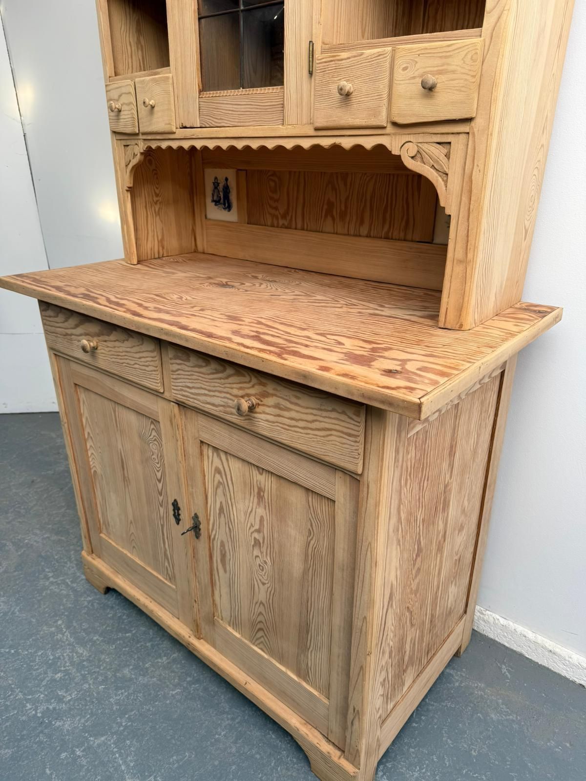 An Arts & Crafts Pine Tiled Kitchen Dresser To Wax / Paint photo for sale