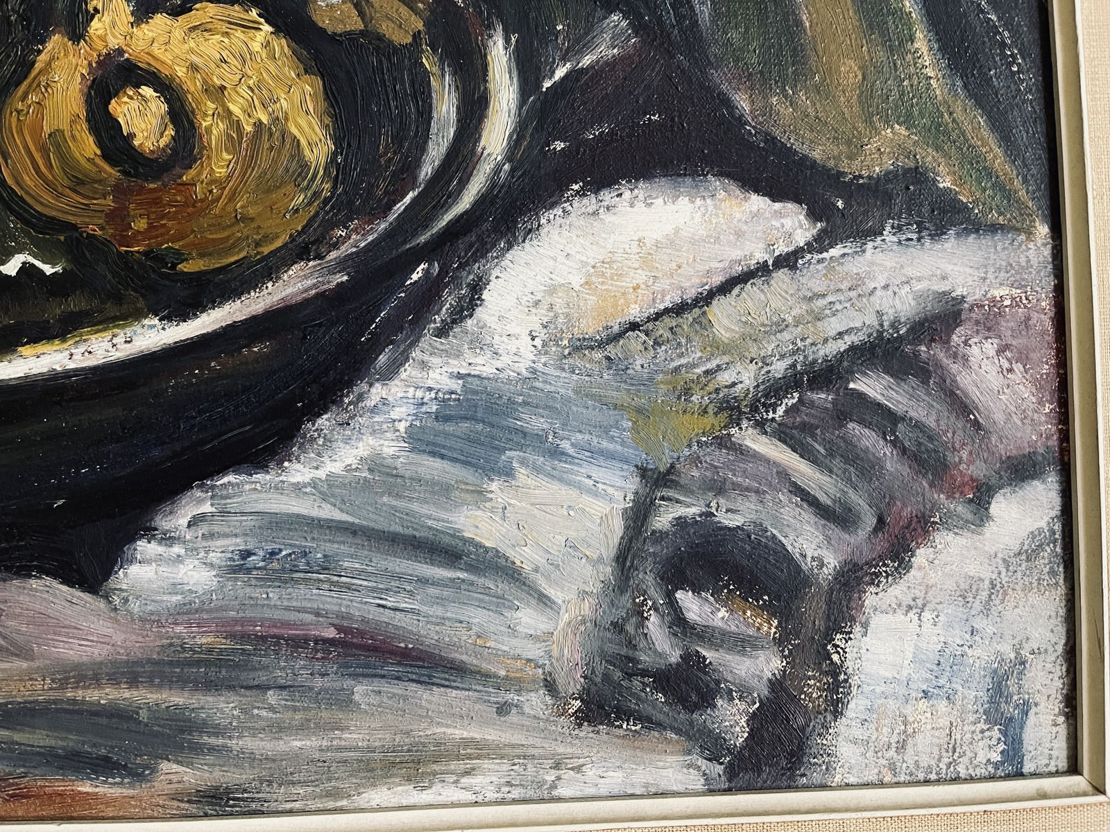 Vintage Fifties French Expressionist Still Life Framed Original Painting photo 305.0
